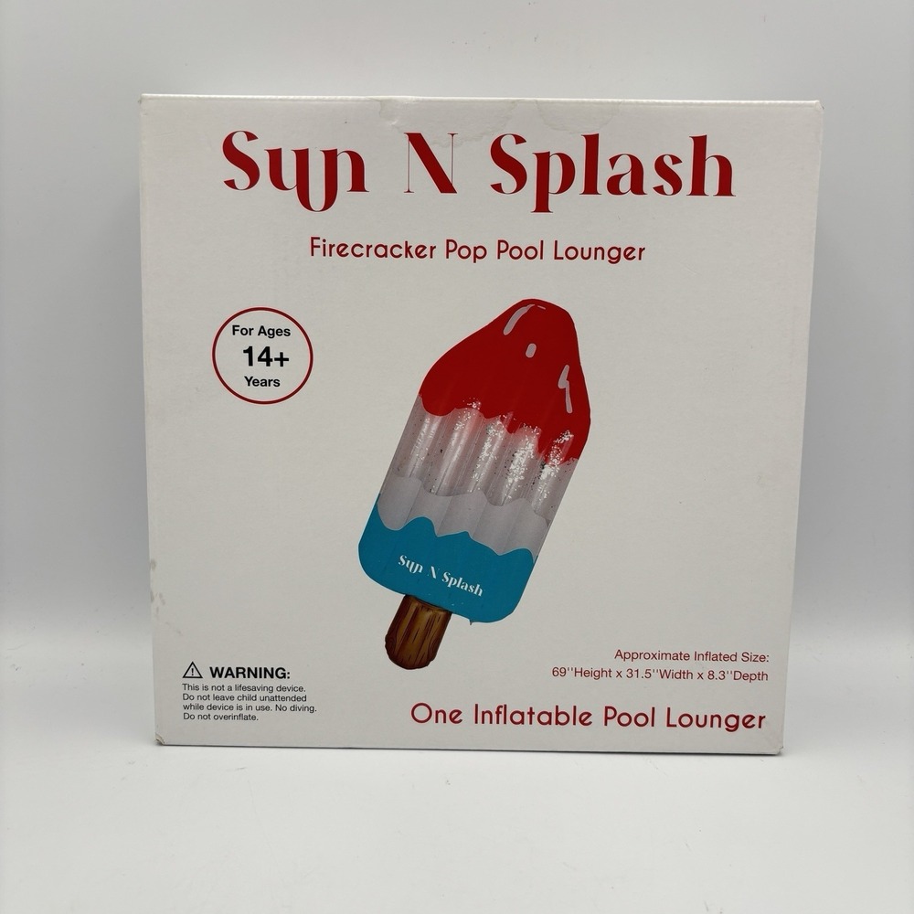 Inflatable Popsicle Pool Float Sun N Splash Firecracker Pop Lounger 69"